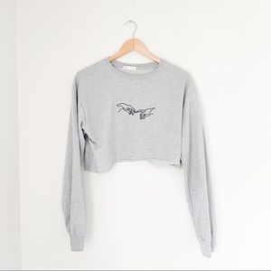 Embroidered Cropped Sweater L